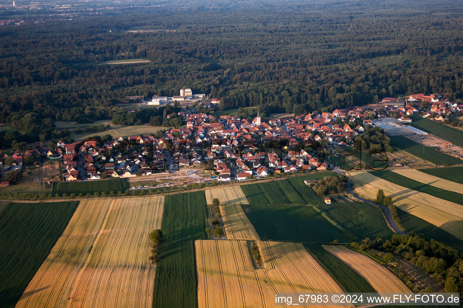 Oblique view of Niederrœdern in the state Bas-Rhin, France