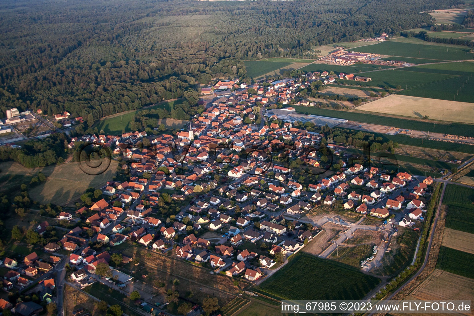 Niederrœdern in the state Bas-Rhin, France from above