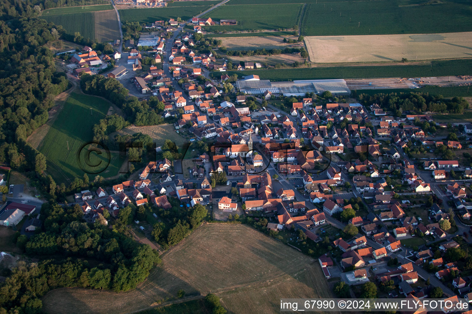 Niederrœdern in the state Bas-Rhin, France from the plane