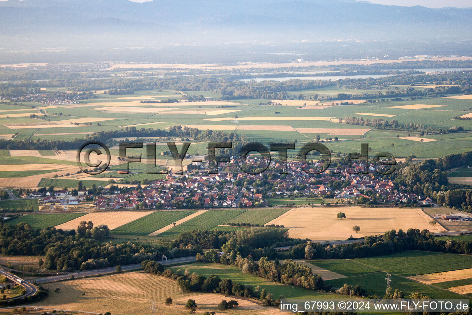 Roppenheim in the state Bas-Rhin, France seen from above