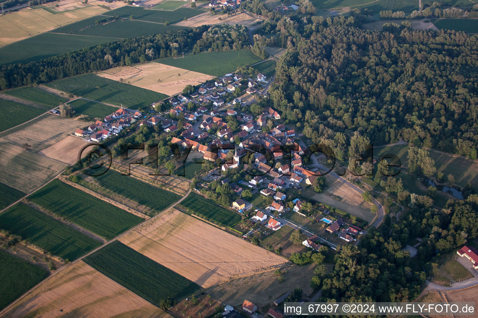 Kauffenheim in the state Bas-Rhin, France from the plane