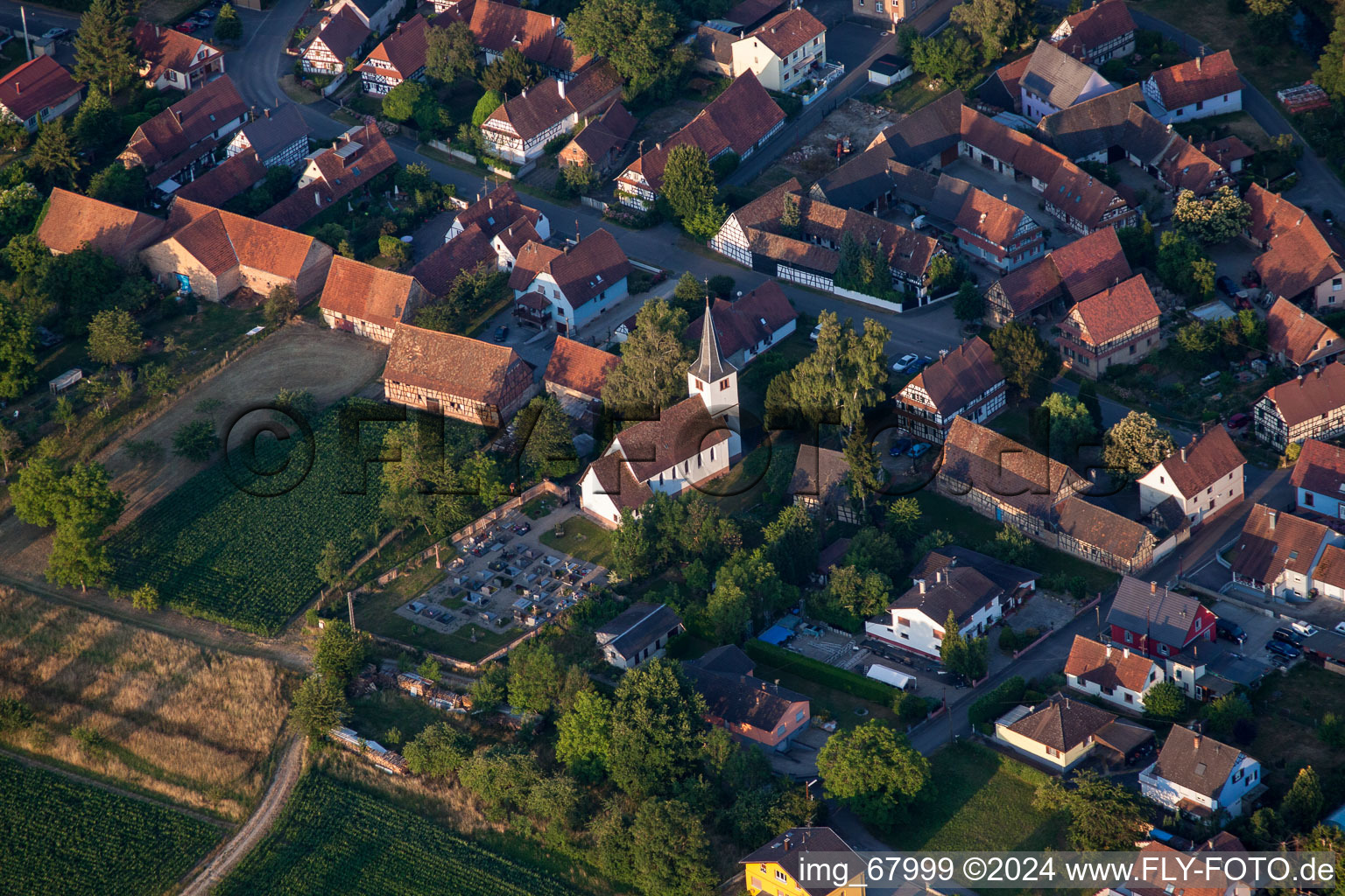 Bird's eye view of Kauffenheim in the state Bas-Rhin, France