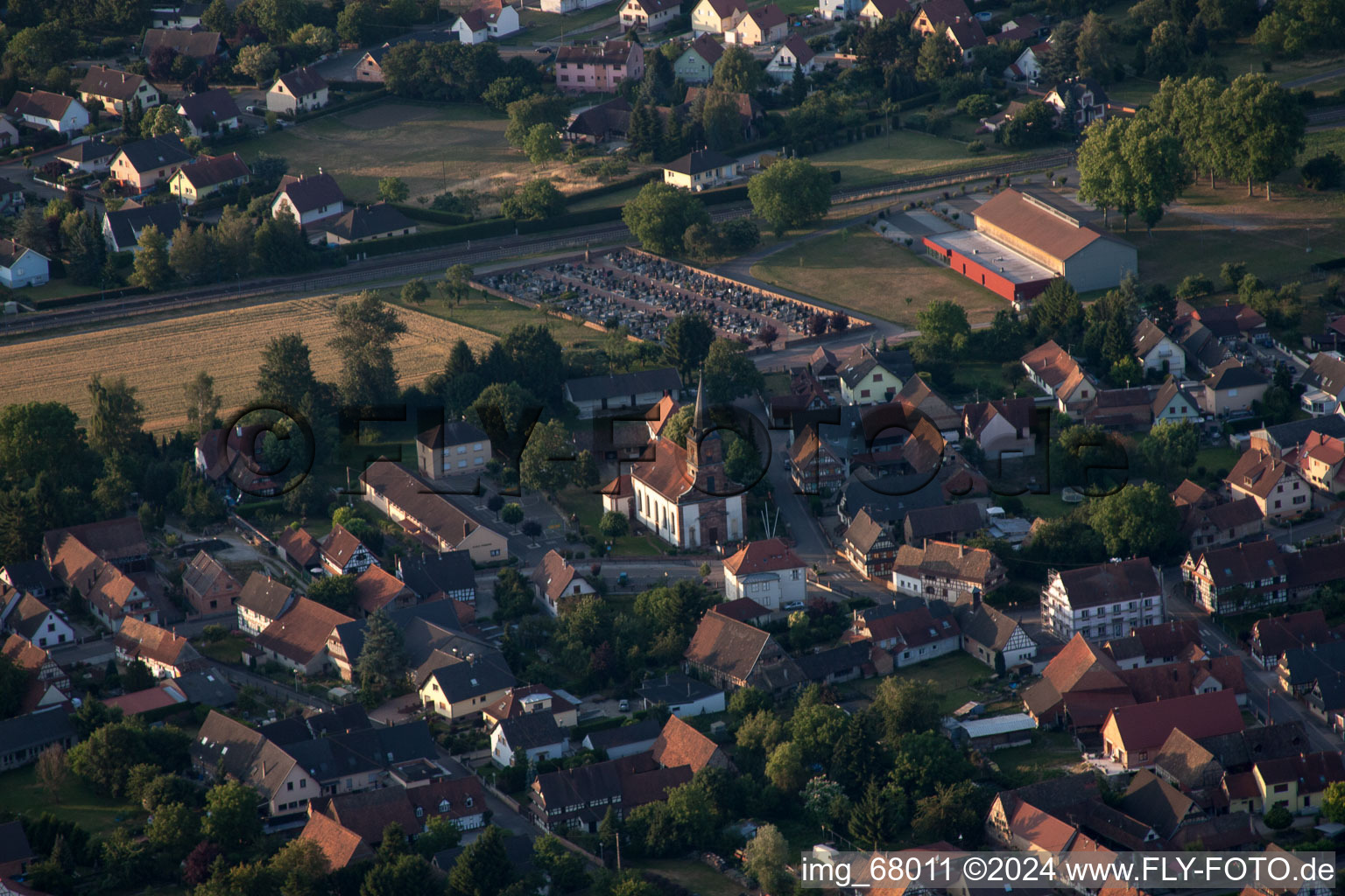 Drone recording of Rountzenheim in the state Bas-Rhin, France