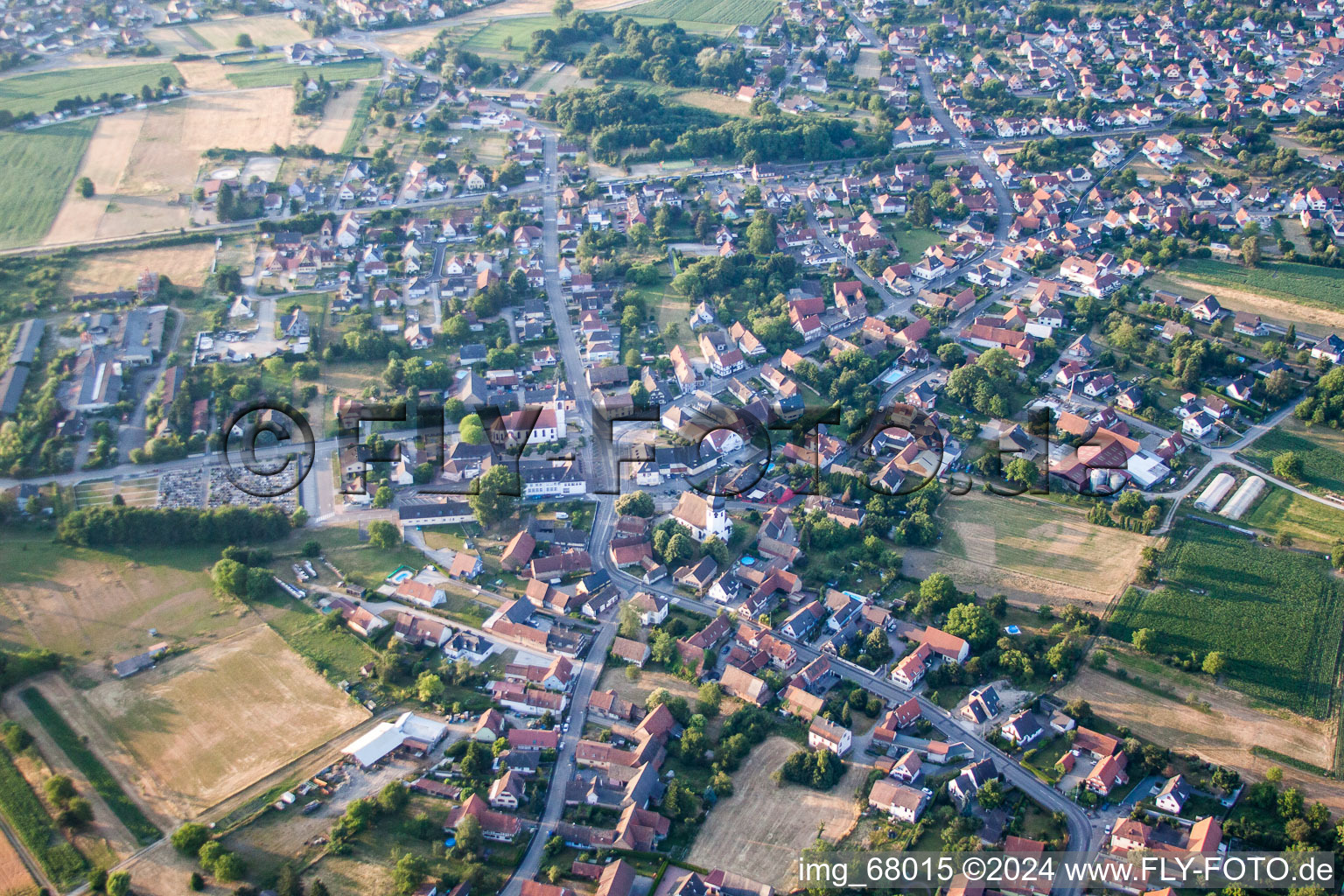 Aerial view of Sessenheim in the state Bas-Rhin, France