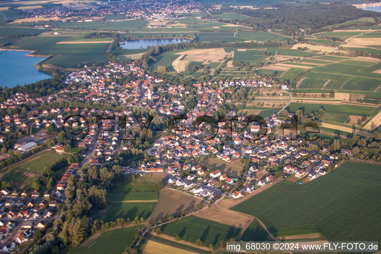 Drone image of Offendorf in the state Bas-Rhin, France