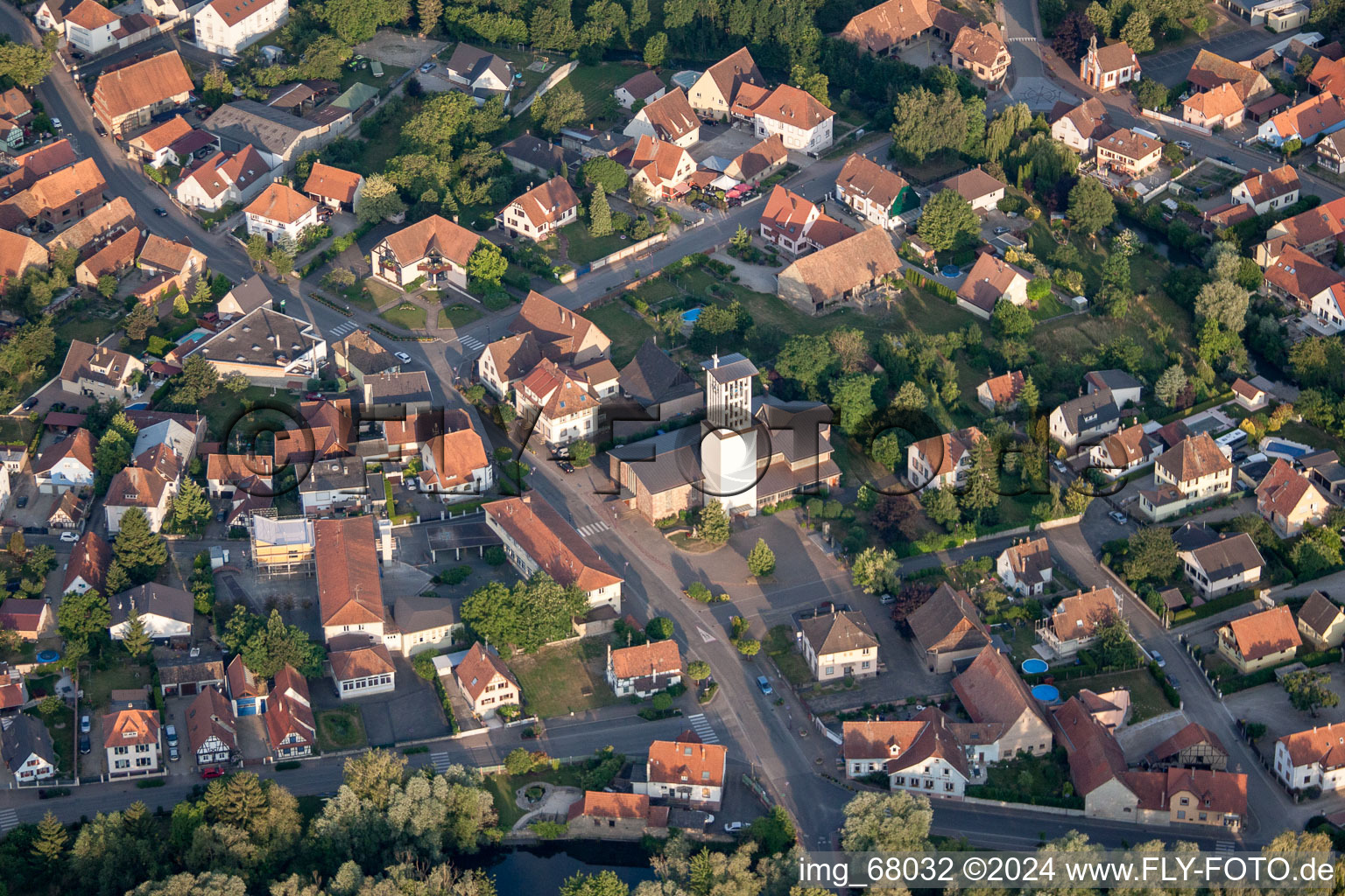 Offendorf in the state Bas-Rhin, France from the drone perspective