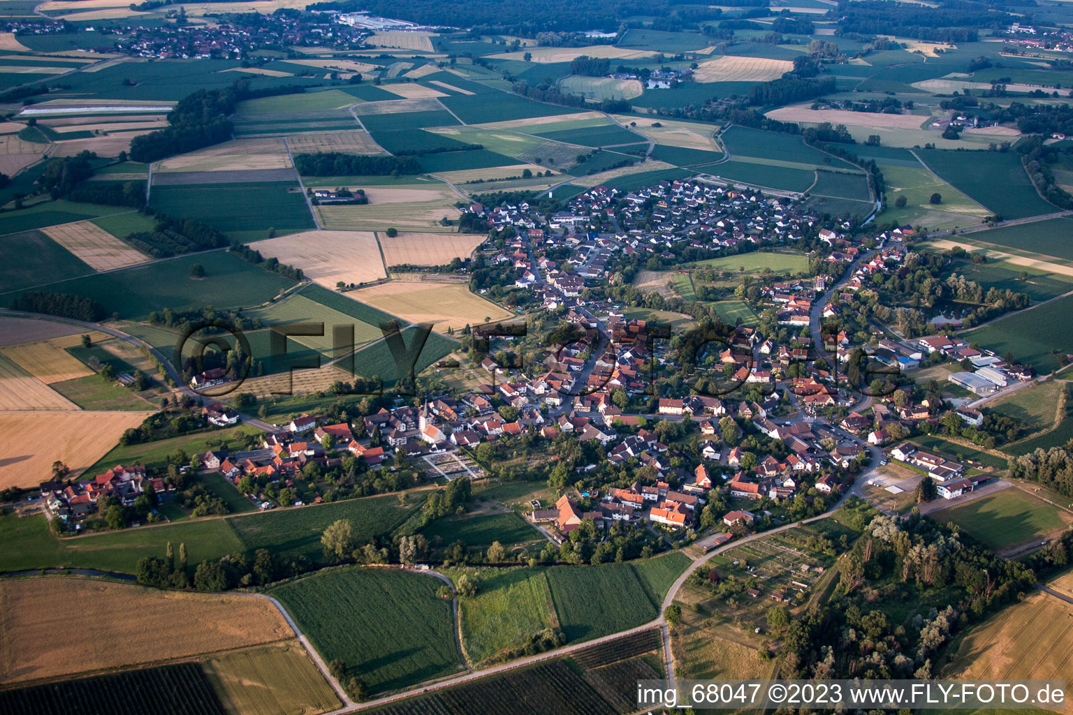 District Diersheim in Rheinau in the state Baden-Wuerttemberg, Germany viewn from the air