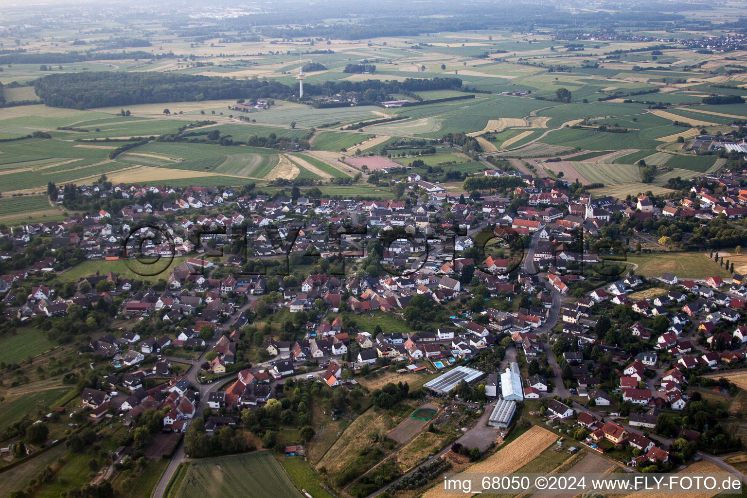 Aerial view of From the northwest in the district Legelshurst in Willstätt in the state Baden-Wuerttemberg, Germany