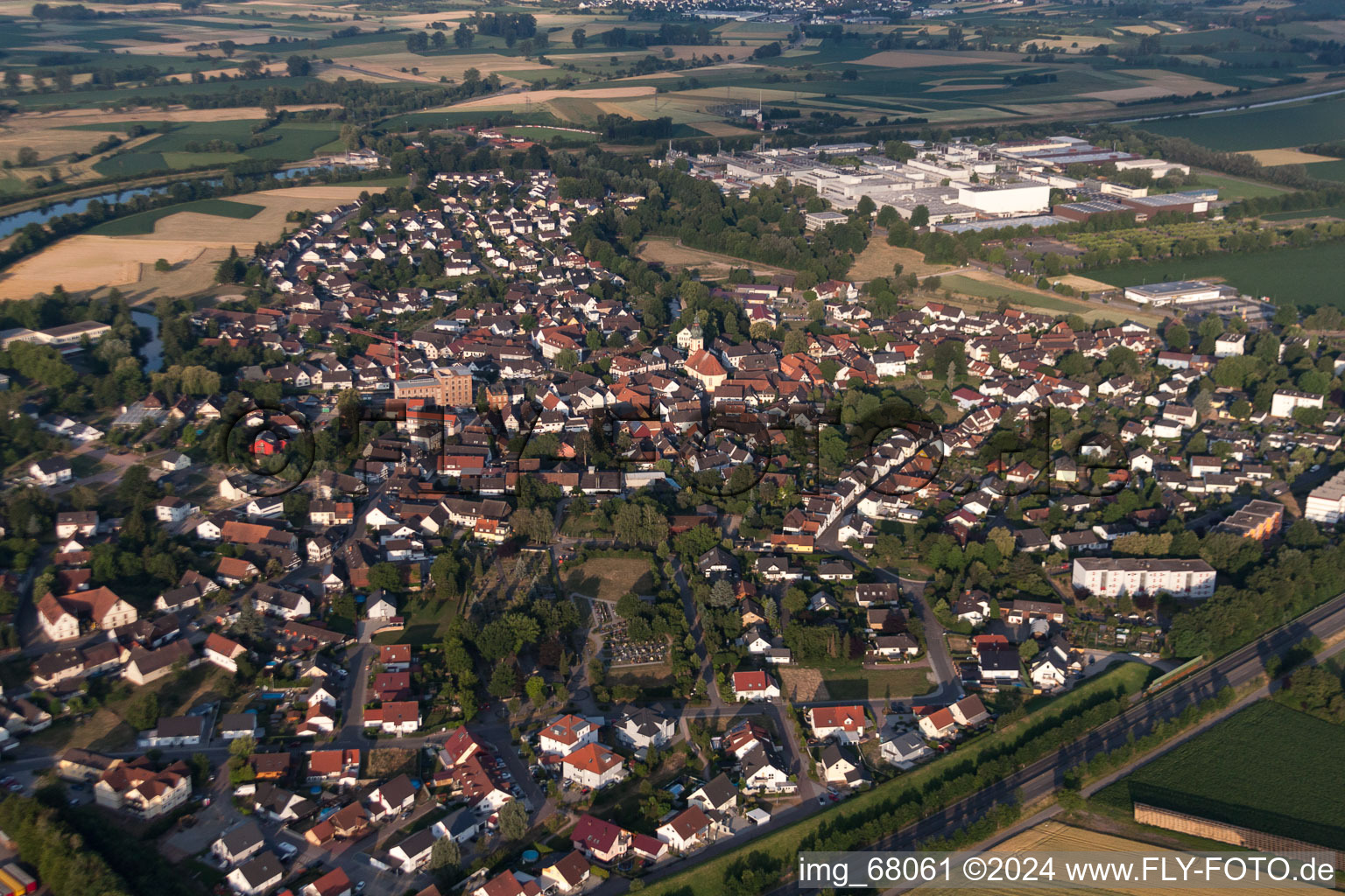 Willstätt in the state Baden-Wuerttemberg, Germany from the plane