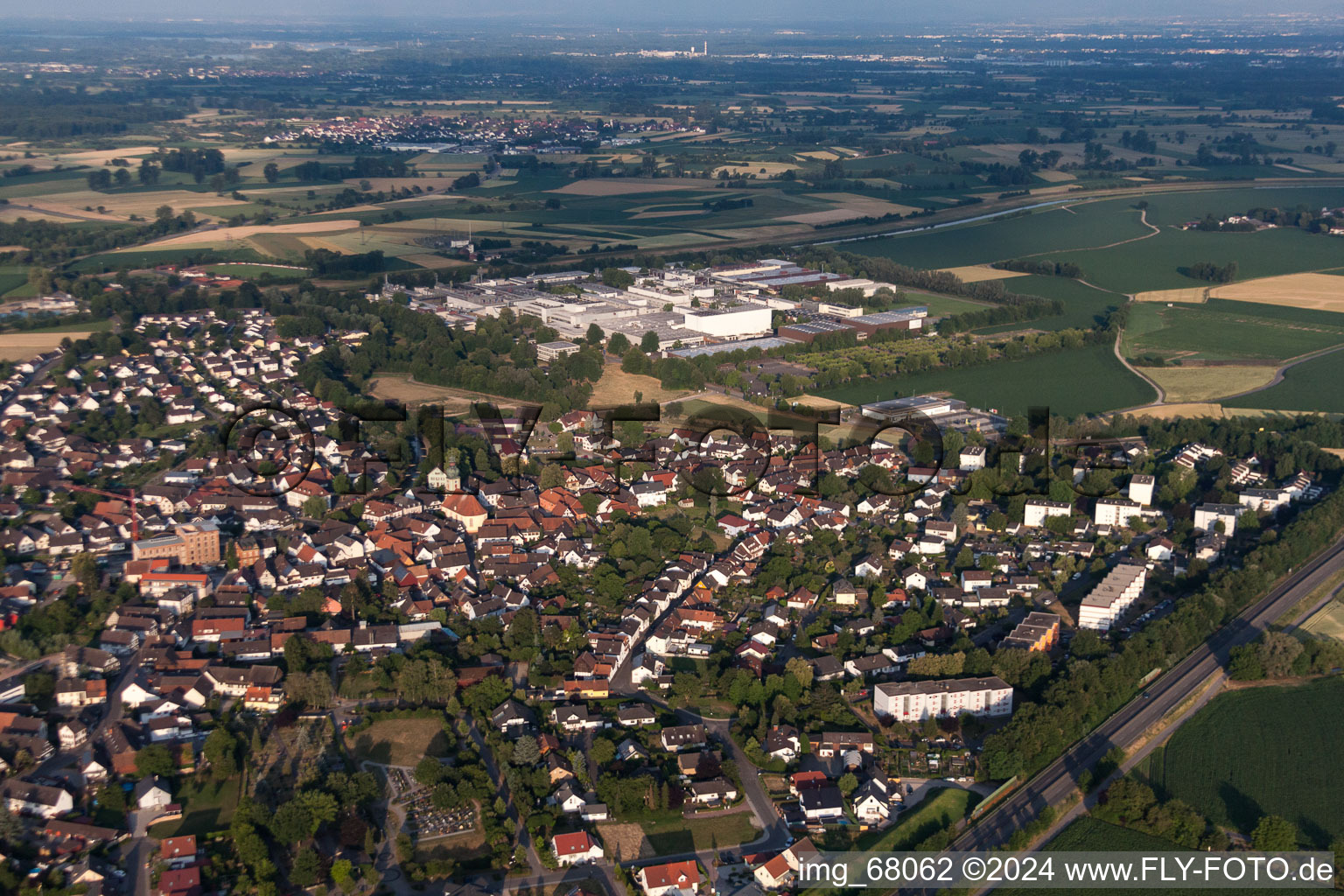 Bird's eye view of Willstätt in the state Baden-Wuerttemberg, Germany