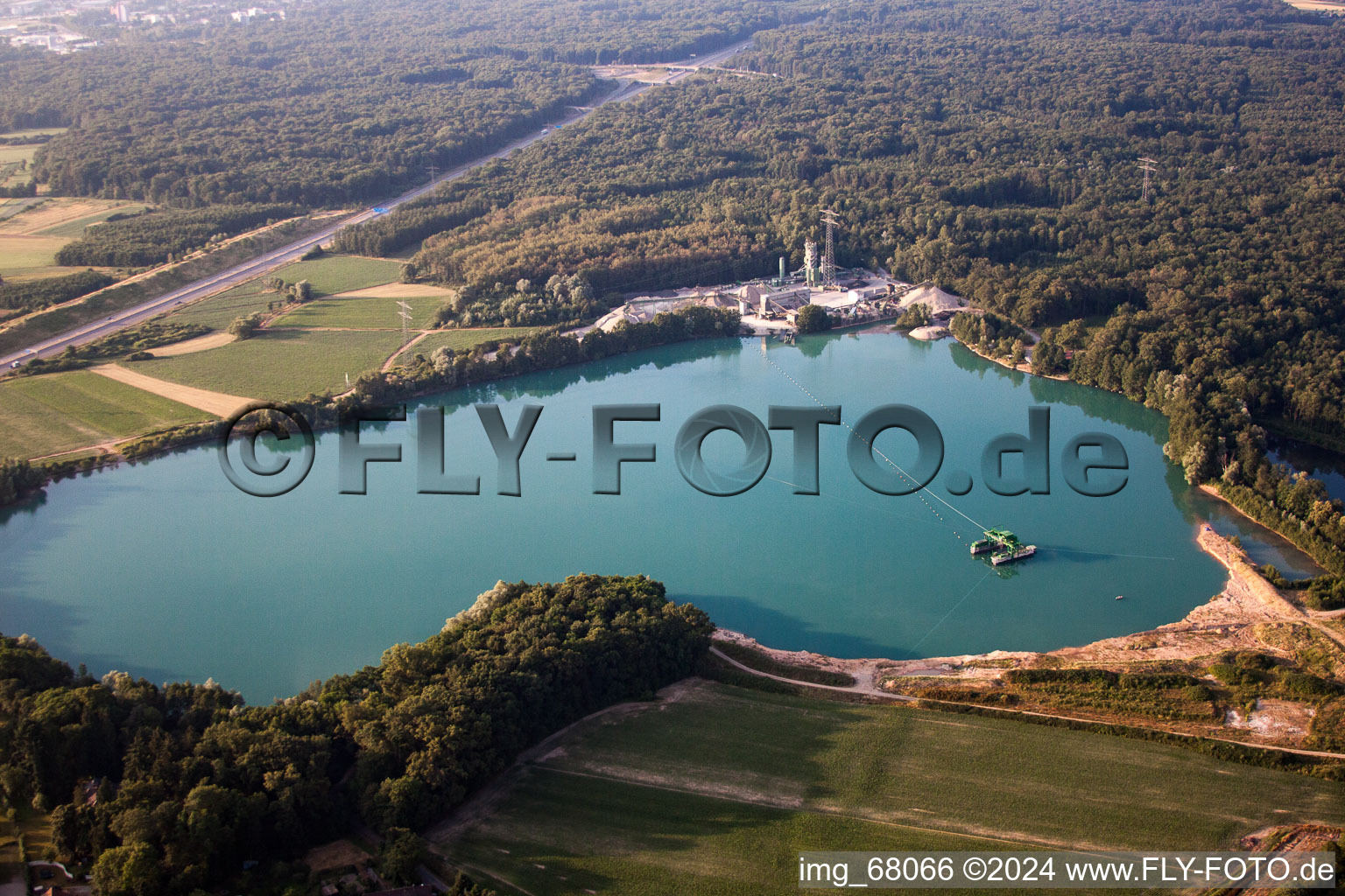 Quarry lake in Schutterwald in the state Baden-Wuerttemberg, Germany