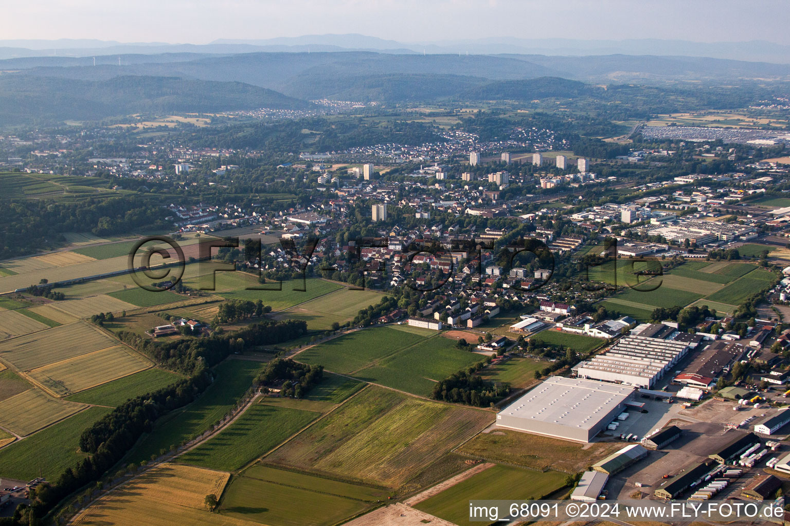 Aerial photograpy of Lahr in the state Baden-Wuerttemberg, Germany