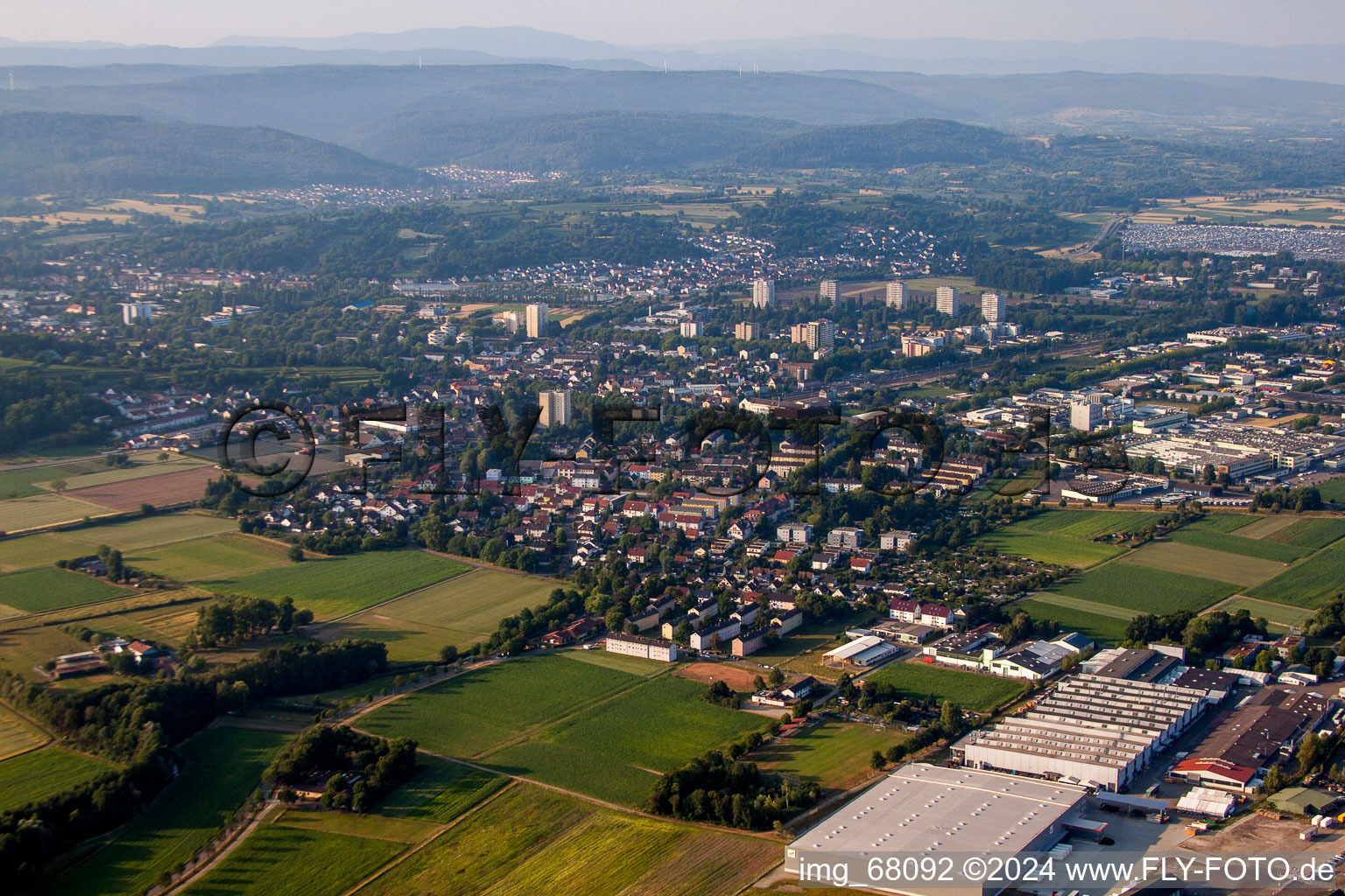 Town View of the streets and houses of the residential areas in Lahr/Schwarzwald in the state Baden-Wurttemberg, Germany