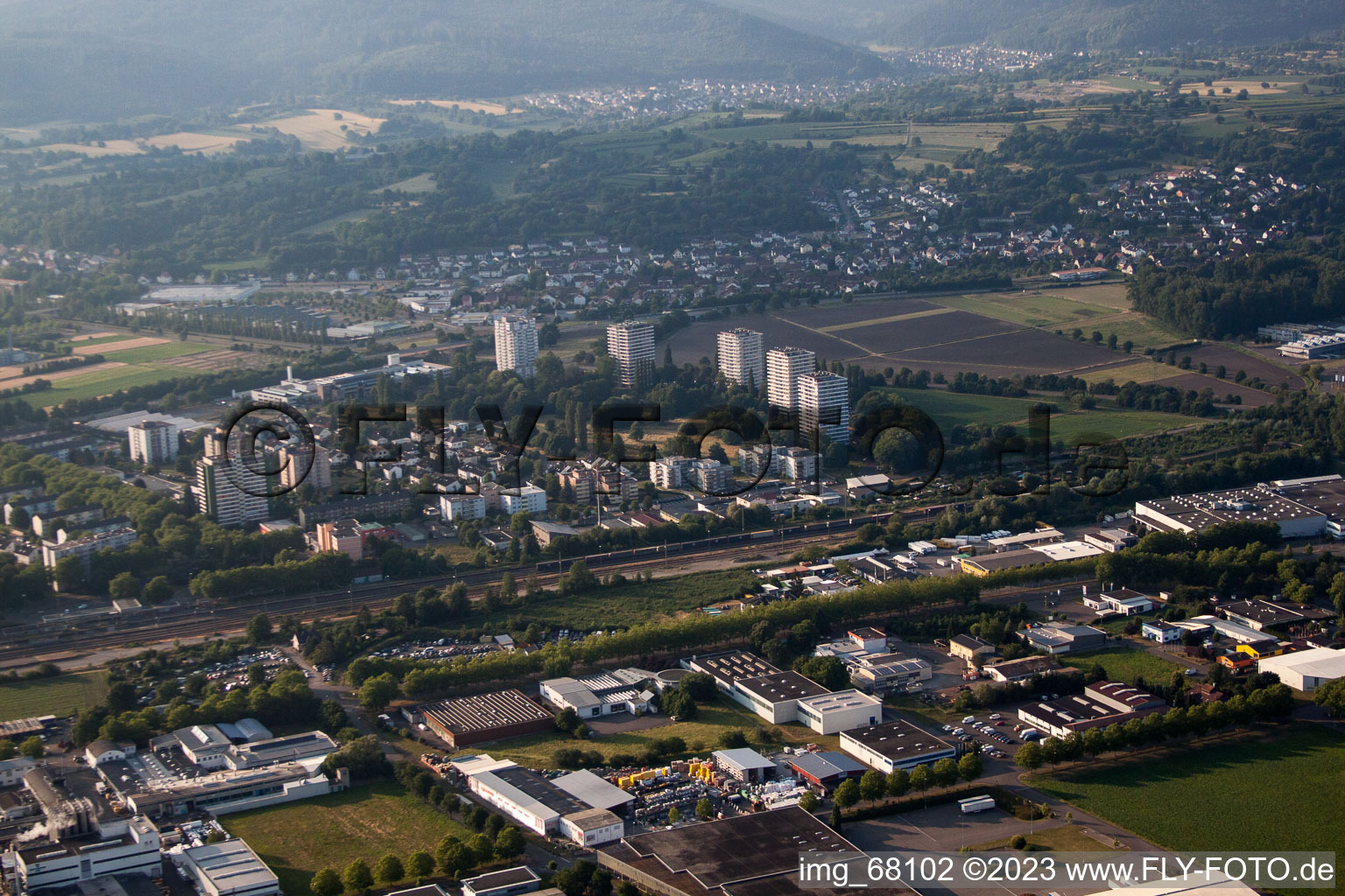 Lahr in the state Baden-Wuerttemberg, Germany seen from above