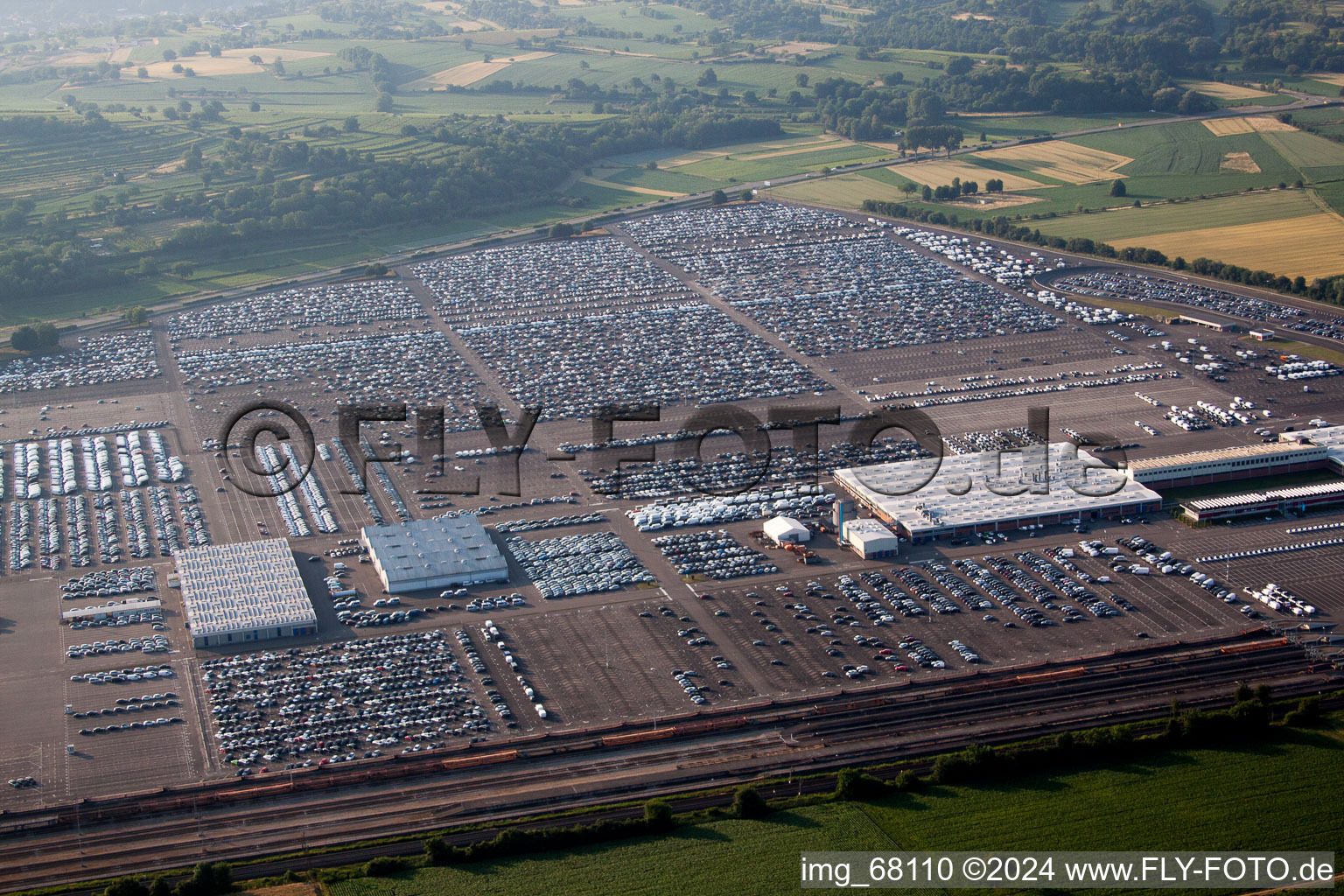 Aerial view of Bearing surface of myMOSOLF, MOSOLF Logistics & Services GmbH, Fahrzeugpflege and Smart-Repair in the industrial area in the district Mietersheim in Lahr/Schwarzwald in the state Baden-Wurttemberg, Germany