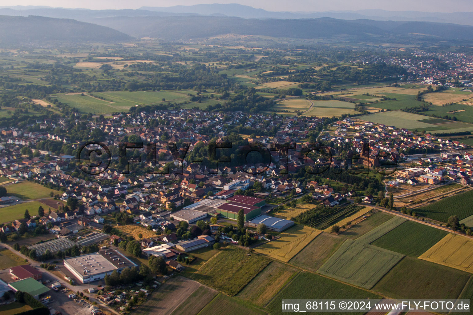 Town View of the streets and houses of the residential areas in Mahlberg in the state Baden-Wurttemberg, Germany