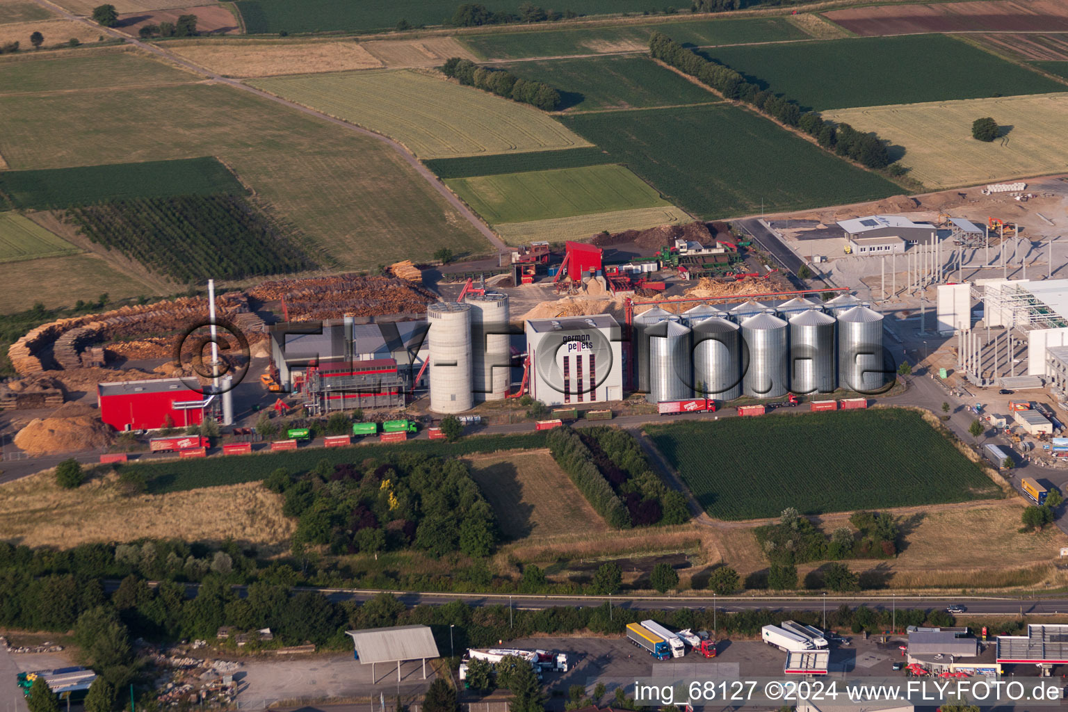 Building and production halls on the premises of German Pellets in Ettenheim in the state Baden-Wurttemberg, Germany