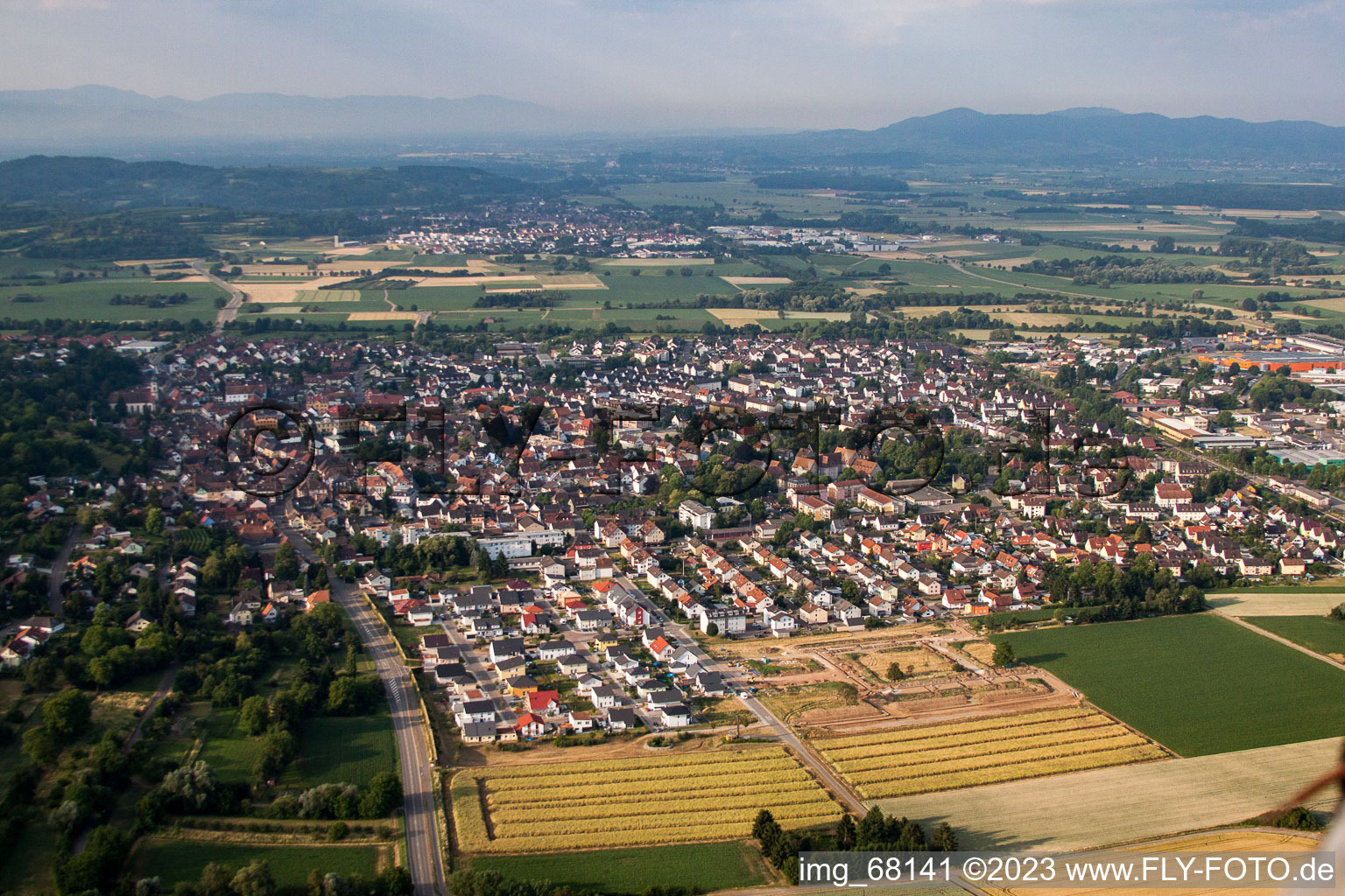 Aerial photograpy of Herbolzheim in the state Baden-Wuerttemberg, Germany