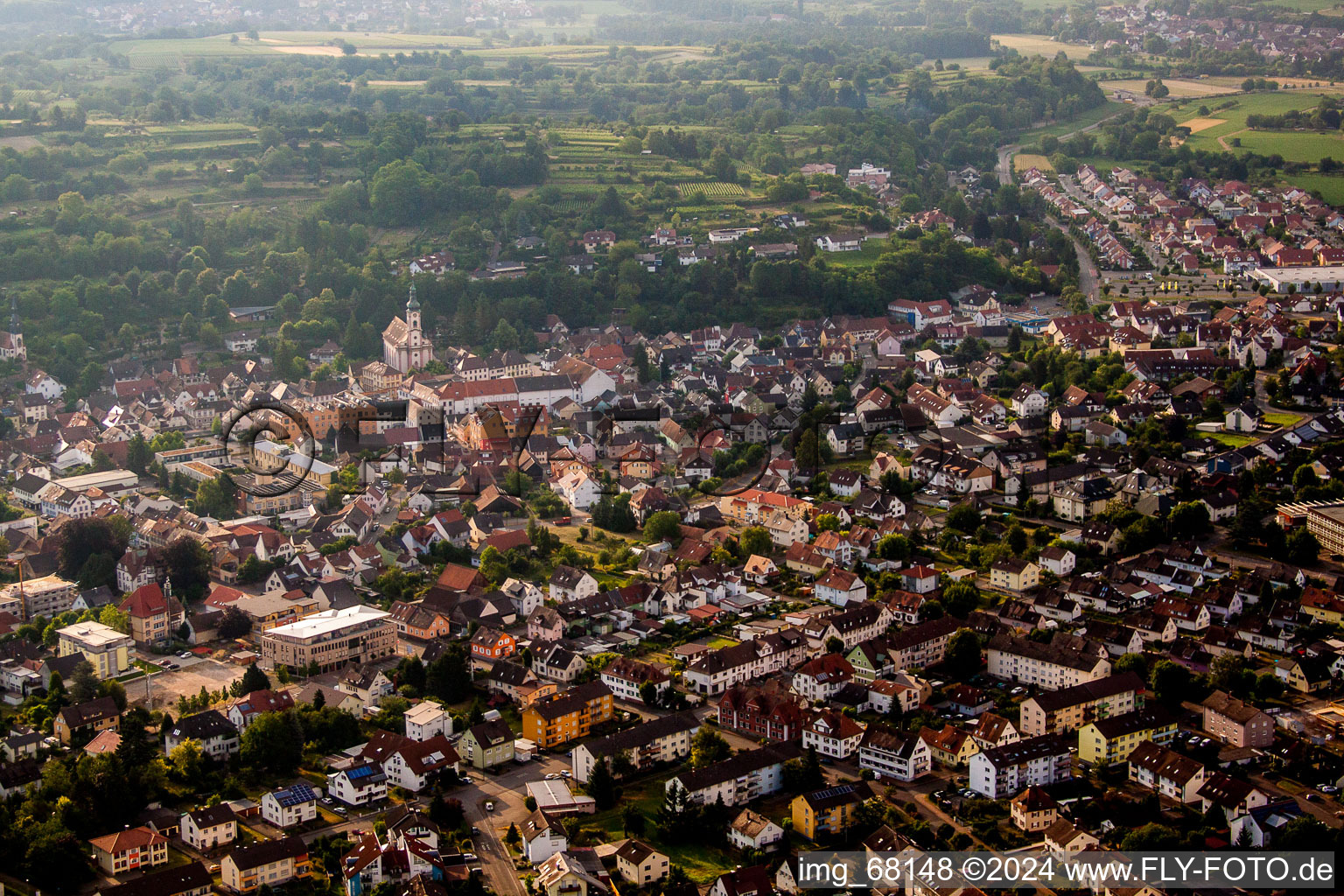Town View of the streets and houses of the residential areas in Herbolzheim in the state Baden-Wurttemberg, Germany