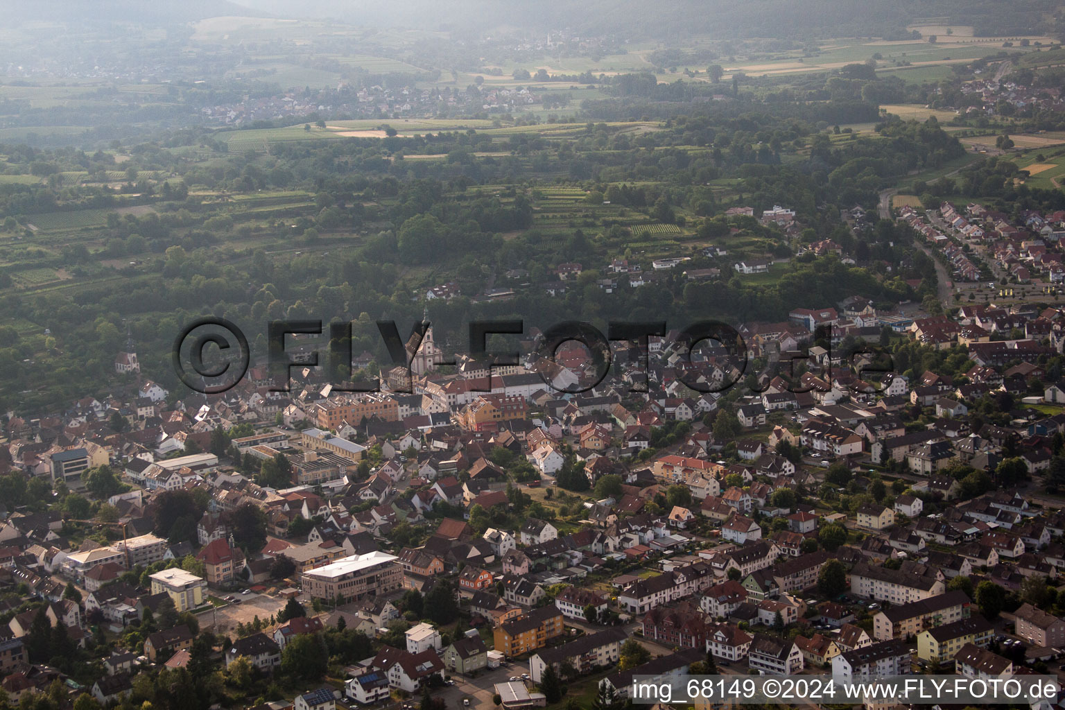 Oblique view of Herbolzheim in the state Baden-Wuerttemberg, Germany