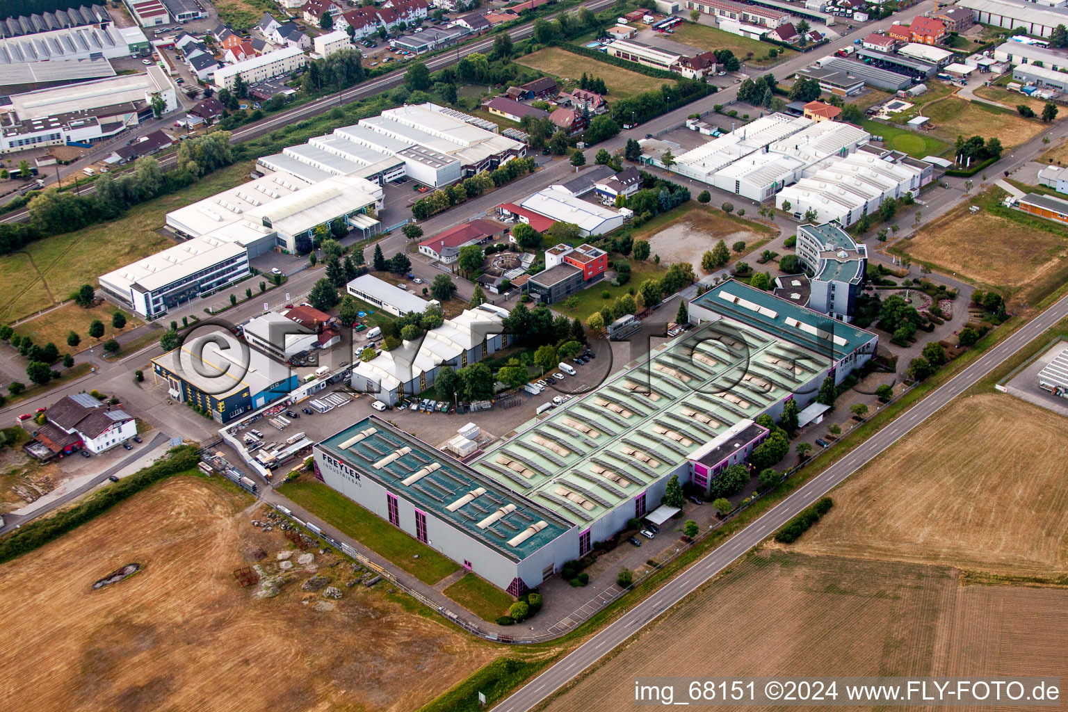 Company grounds and facilities of FREYLER Industriebau Unternehmensgruppe in Kenzingen in the state Baden-Wurttemberg, Germany