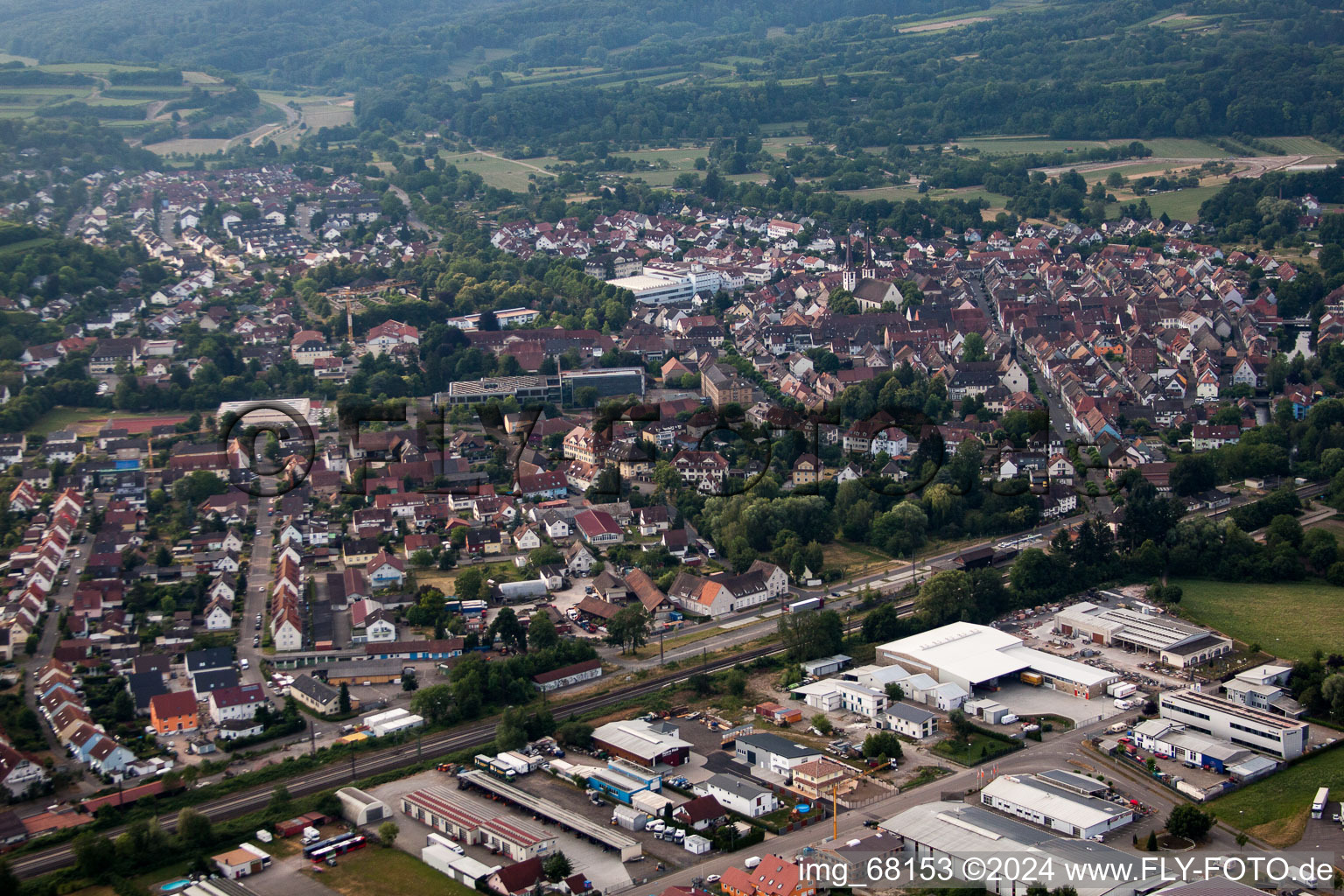 From the northwest in Kenzingen in the state Baden-Wuerttemberg, Germany