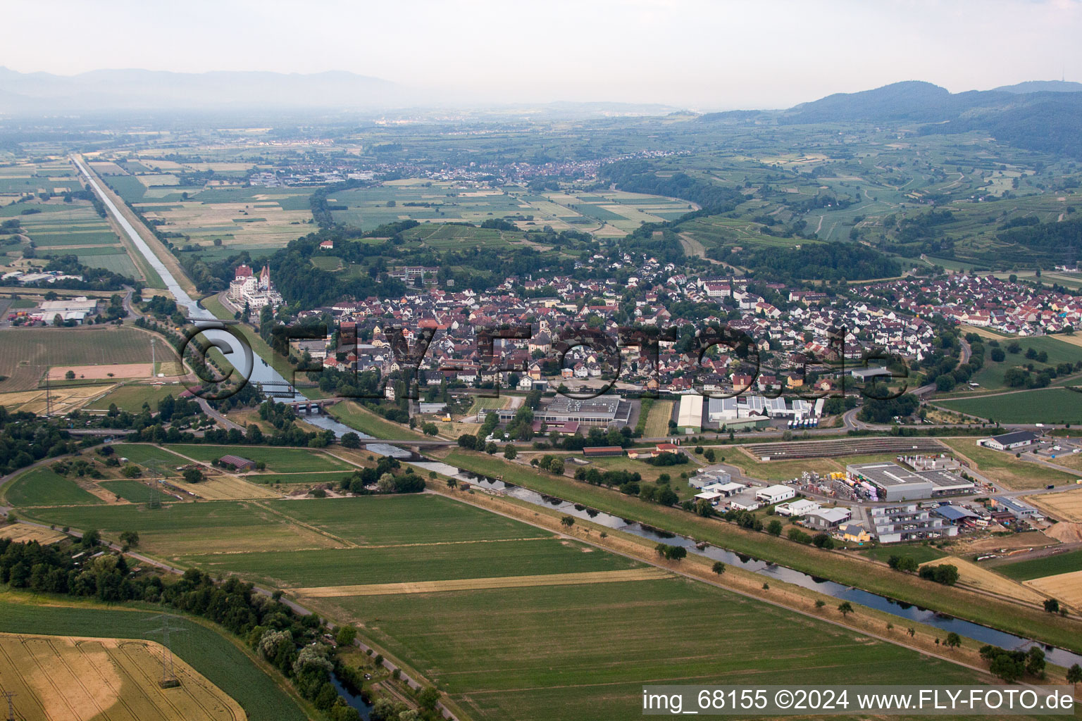 Aerial view of Bar in Riegel am Kaiserstuhl in the state Baden-Wuerttemberg, Germany