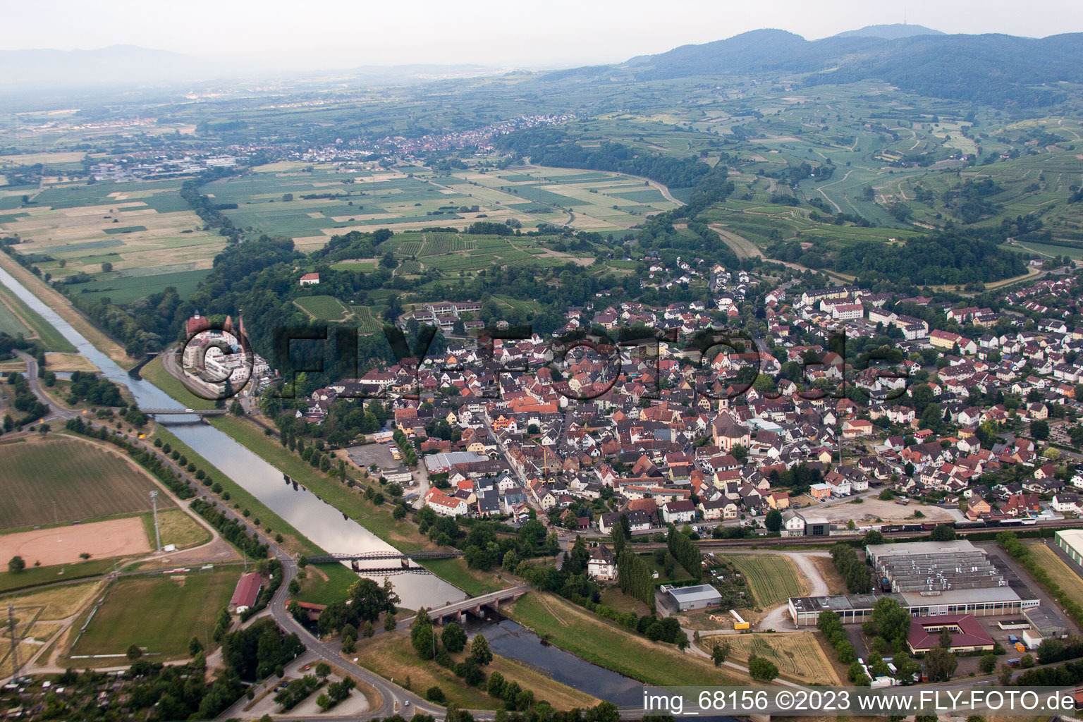 Aerial photograpy of Bars in Riegel am Kaiserstuhl in the state Baden-Wuerttemberg, Germany