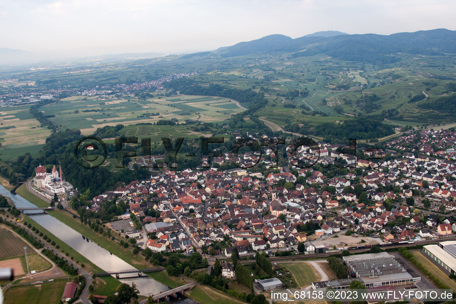 Aerial photograpy of Riegel am Kaiserstuhl in the state Baden-Wuerttemberg, Germany