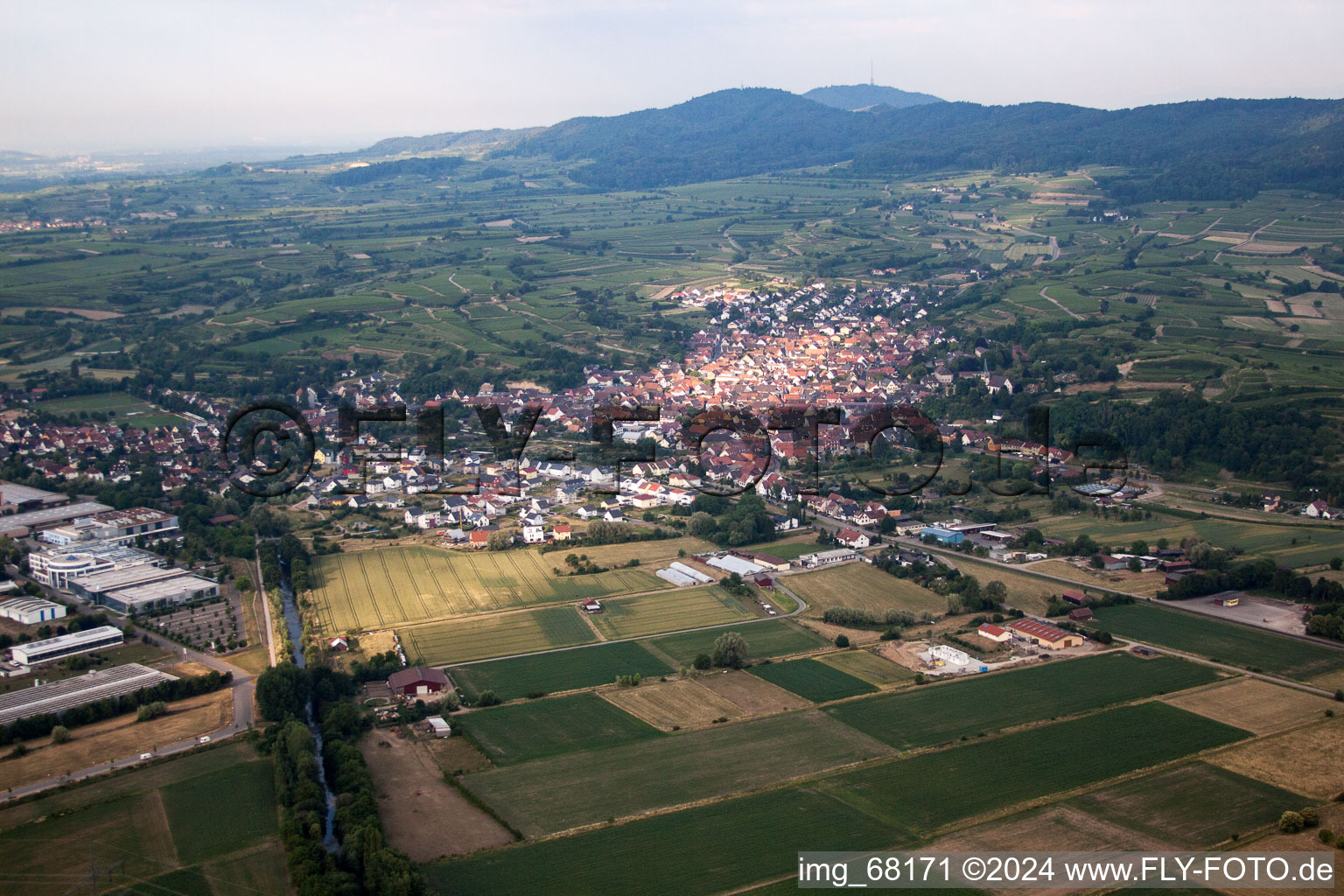 Riegel am Kaiserstuhl in the state Baden-Wuerttemberg, Germany from the plane