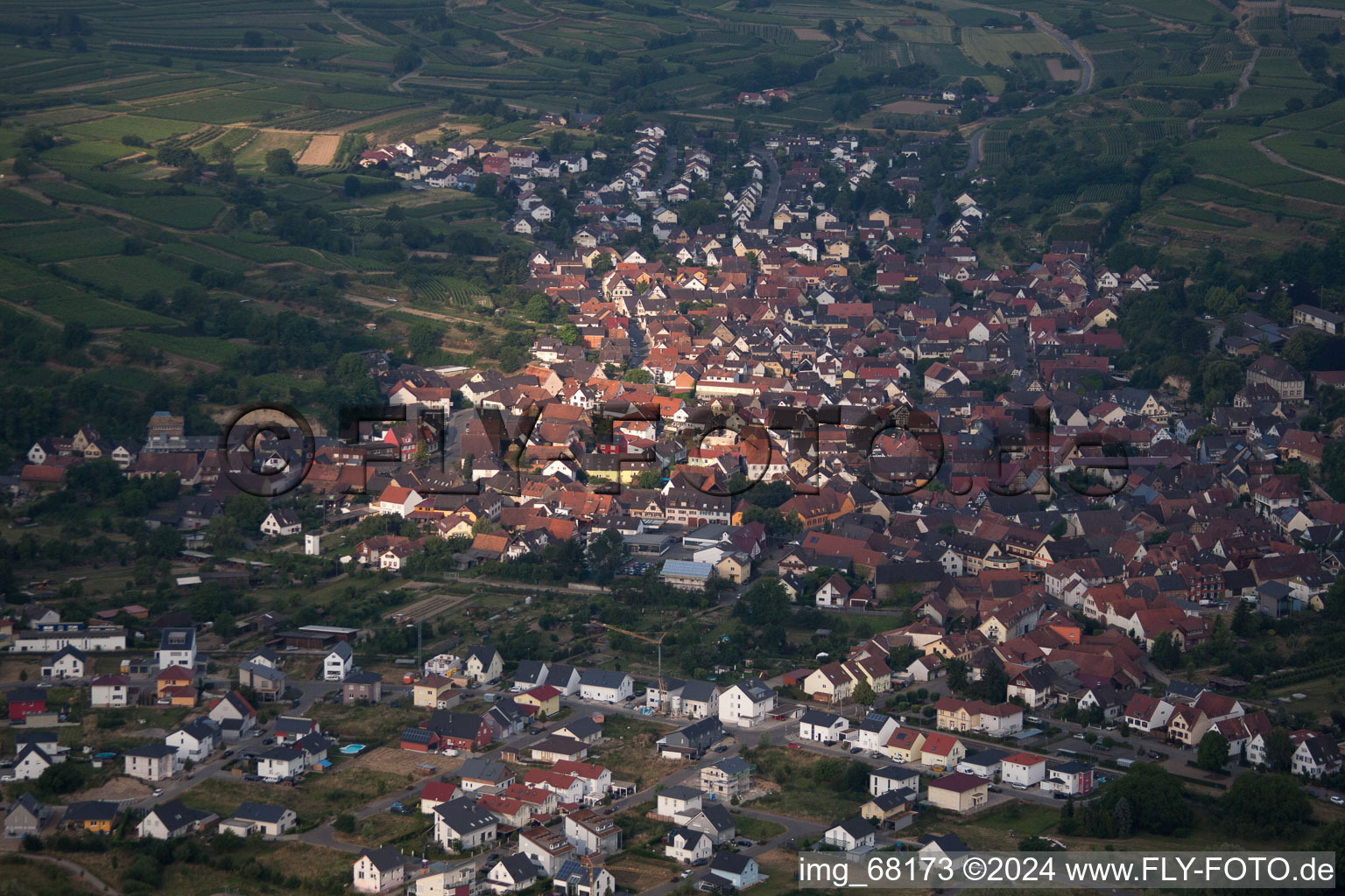 Town View of the streets and houses of the residential areas in the district Nimburg in Bahlingen am Kaiserstuhl in the state Baden-Wurttemberg