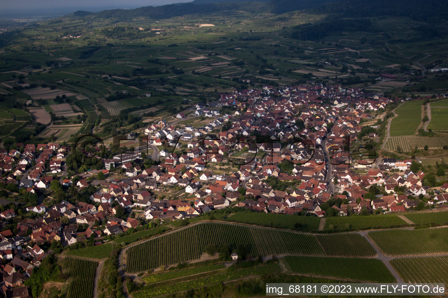 Eichstetten am Kaiserstuhl in the state Baden-Wuerttemberg, Germany out of the air