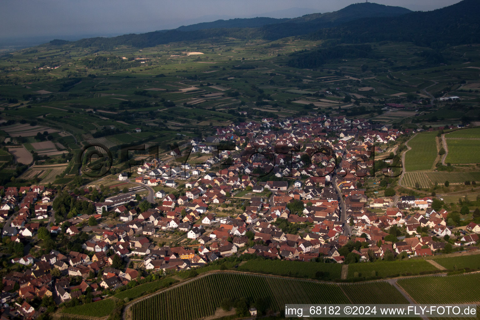 Eichstetten am Kaiserstuhl in the state Baden-Wuerttemberg, Germany seen from above