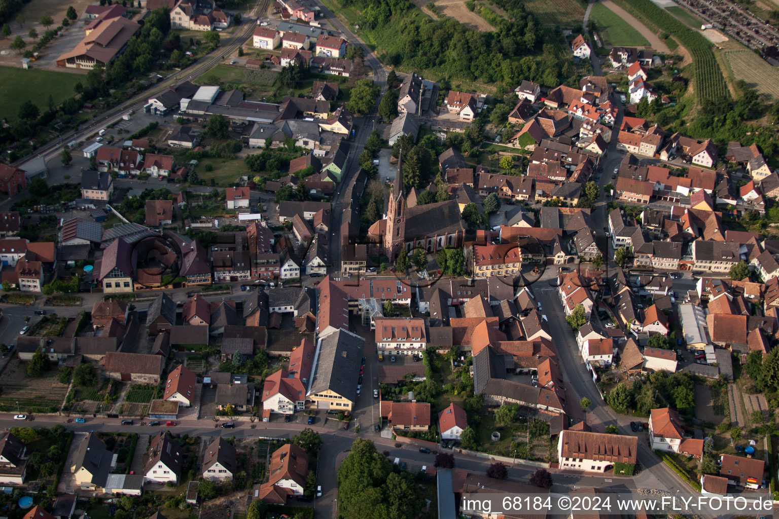 Eichstetten am Kaiserstuhl in the state Baden-Wuerttemberg, Germany from the plane