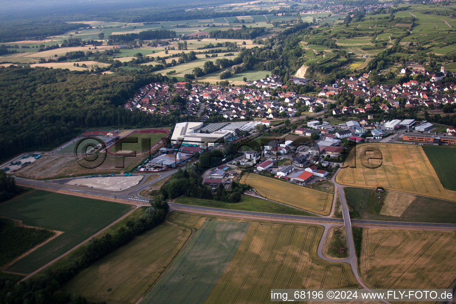 Aerial view of Gottenheim in the state Baden-Wuerttemberg, Germany