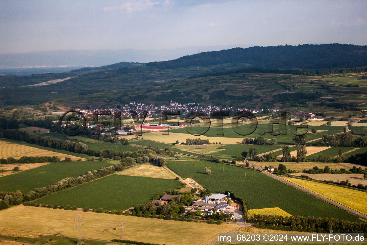 Gottenheim in the state Baden-Wuerttemberg, Germany from above