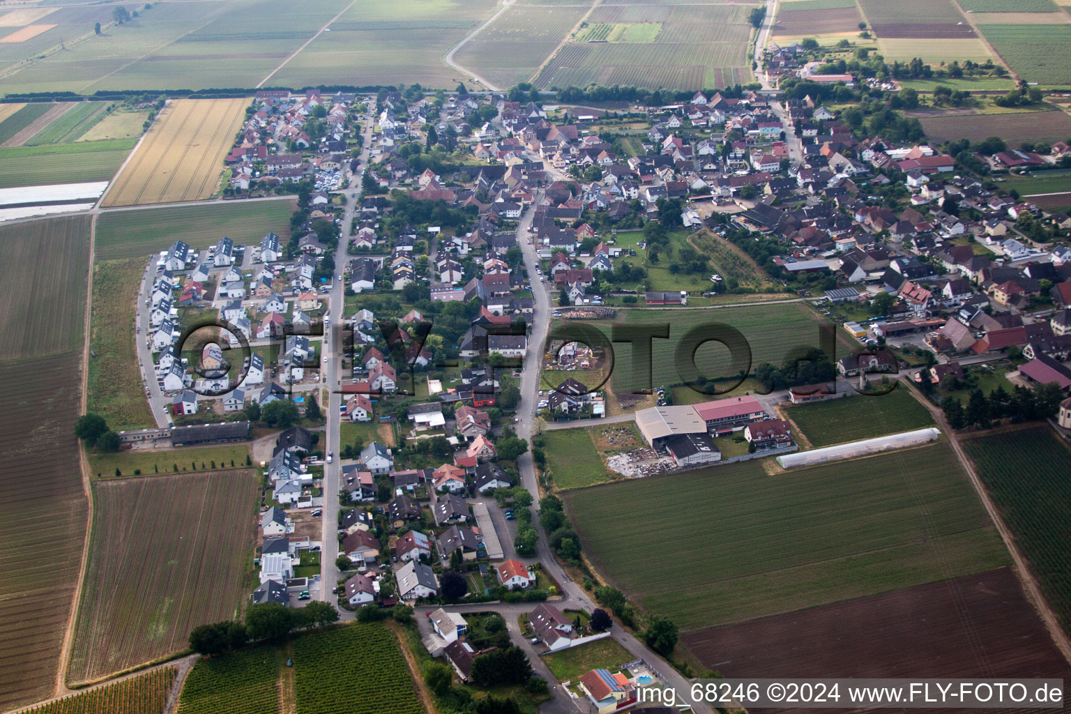 Town View of the streets and houses of the residential areas in the district Tunsel in Bad Krozingen in the state Baden-Wurttemberg