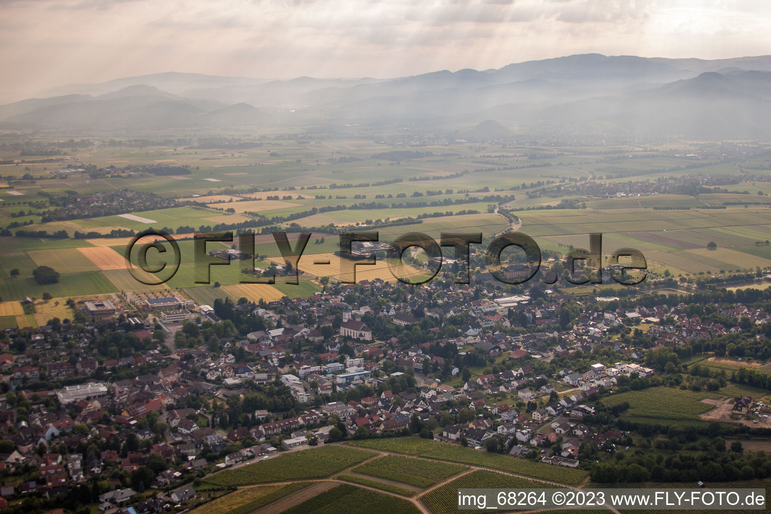 Heitersheim in the state Baden-Wuerttemberg, Germany from above