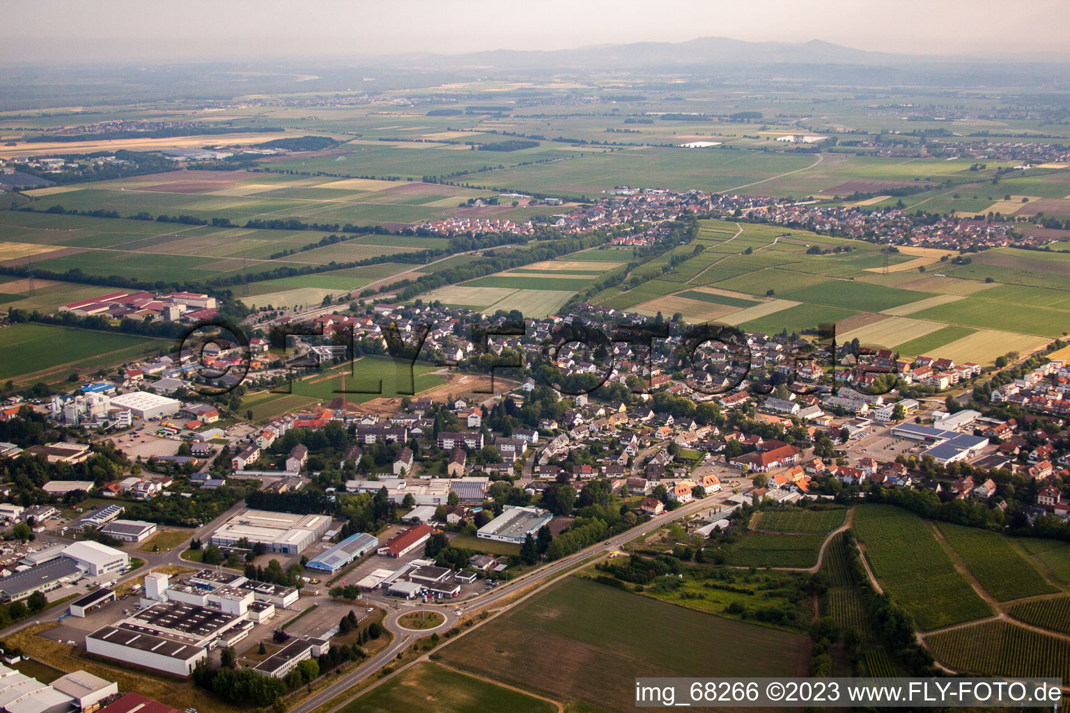Heitersheim in the state Baden-Wuerttemberg, Germany seen from above