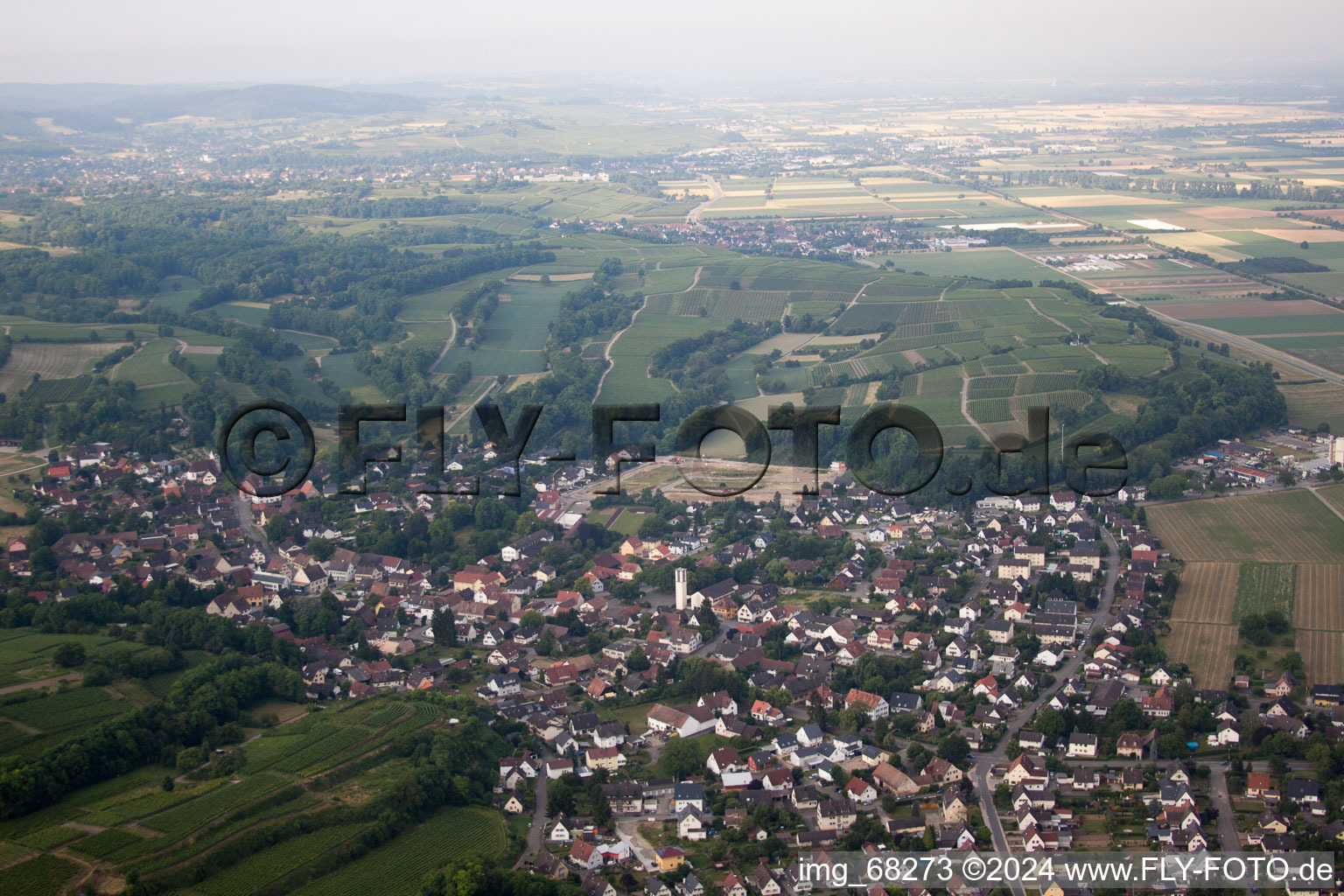 Town View of the streets and houses of the residential areas in Buggingen in the state Baden-Wurttemberg