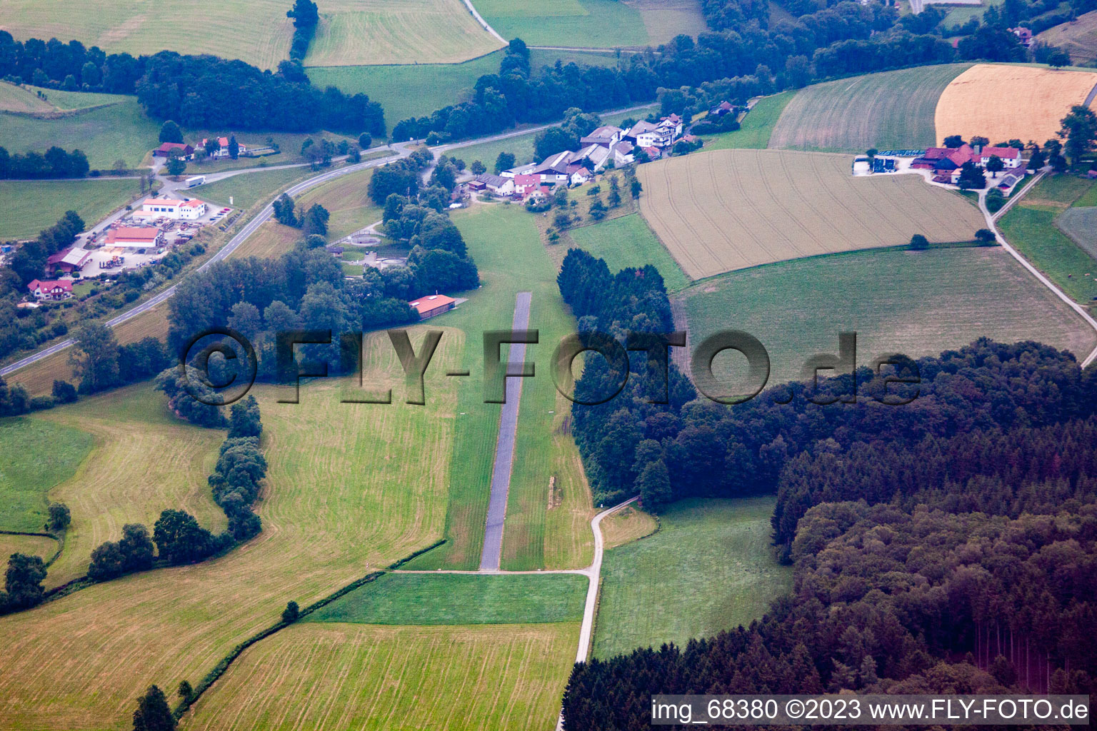 Aerial view of Glider airfield in Remerz in the state Hesse, Germany