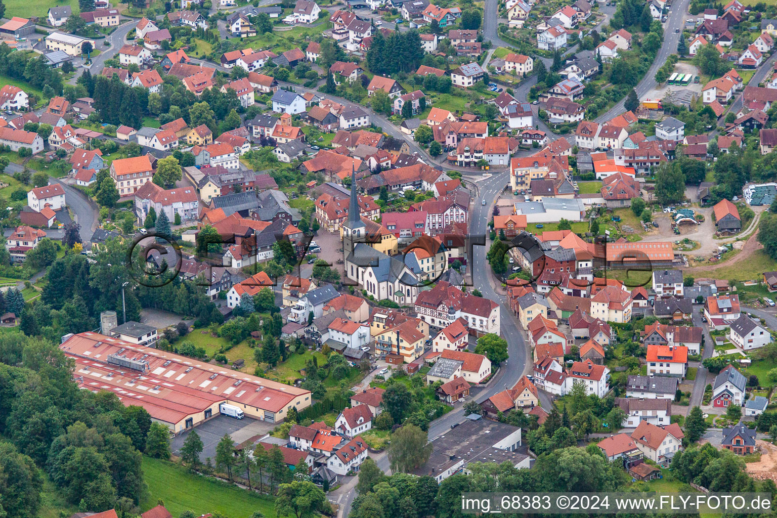 City view of the city area of in Poppenhausen (Wasserkuppe) in the state Hesse, Germany