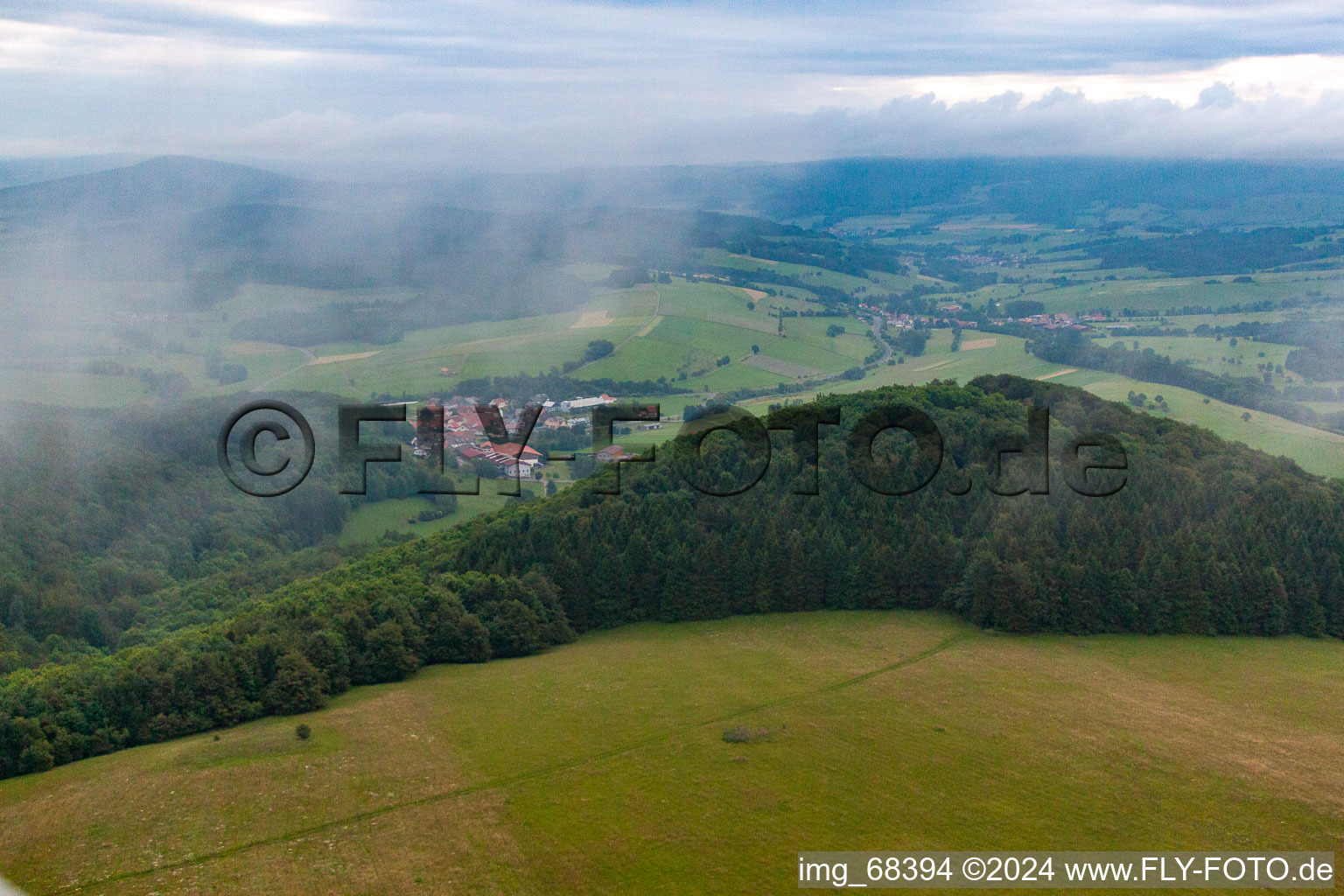 District Sieblos in Poppenhausen in the state Hesse, Germany from above