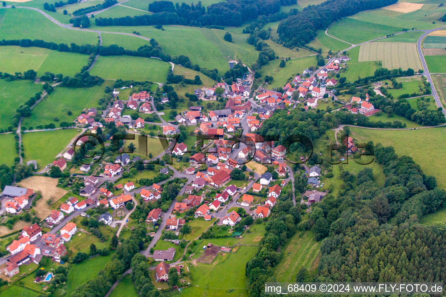 Aerial view of District Kleinsassen in Hofbieber in the state Hesse, Germany