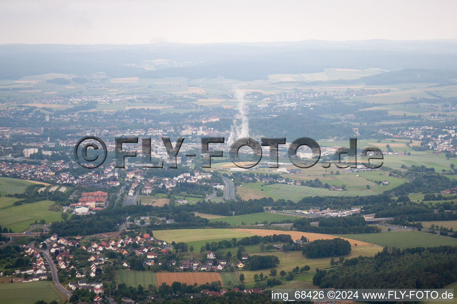 Aerial view of From the east in Fulda in the state Hesse, Germany