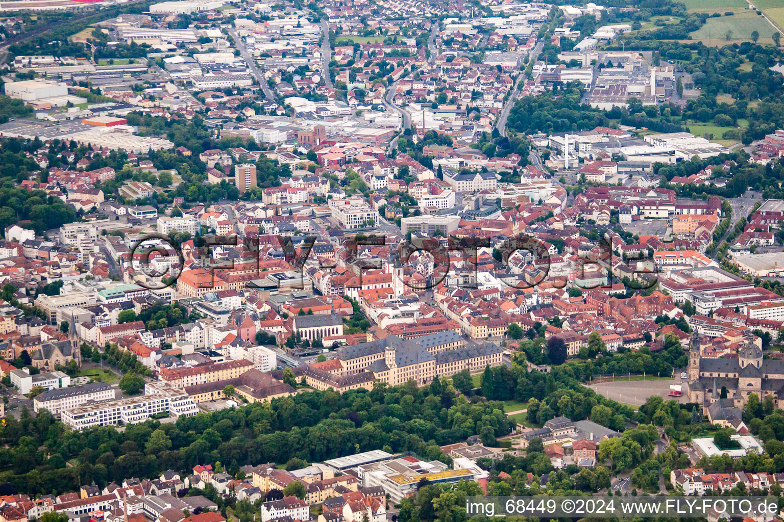 Aerial view of Fulda in the state Hesse, Germany