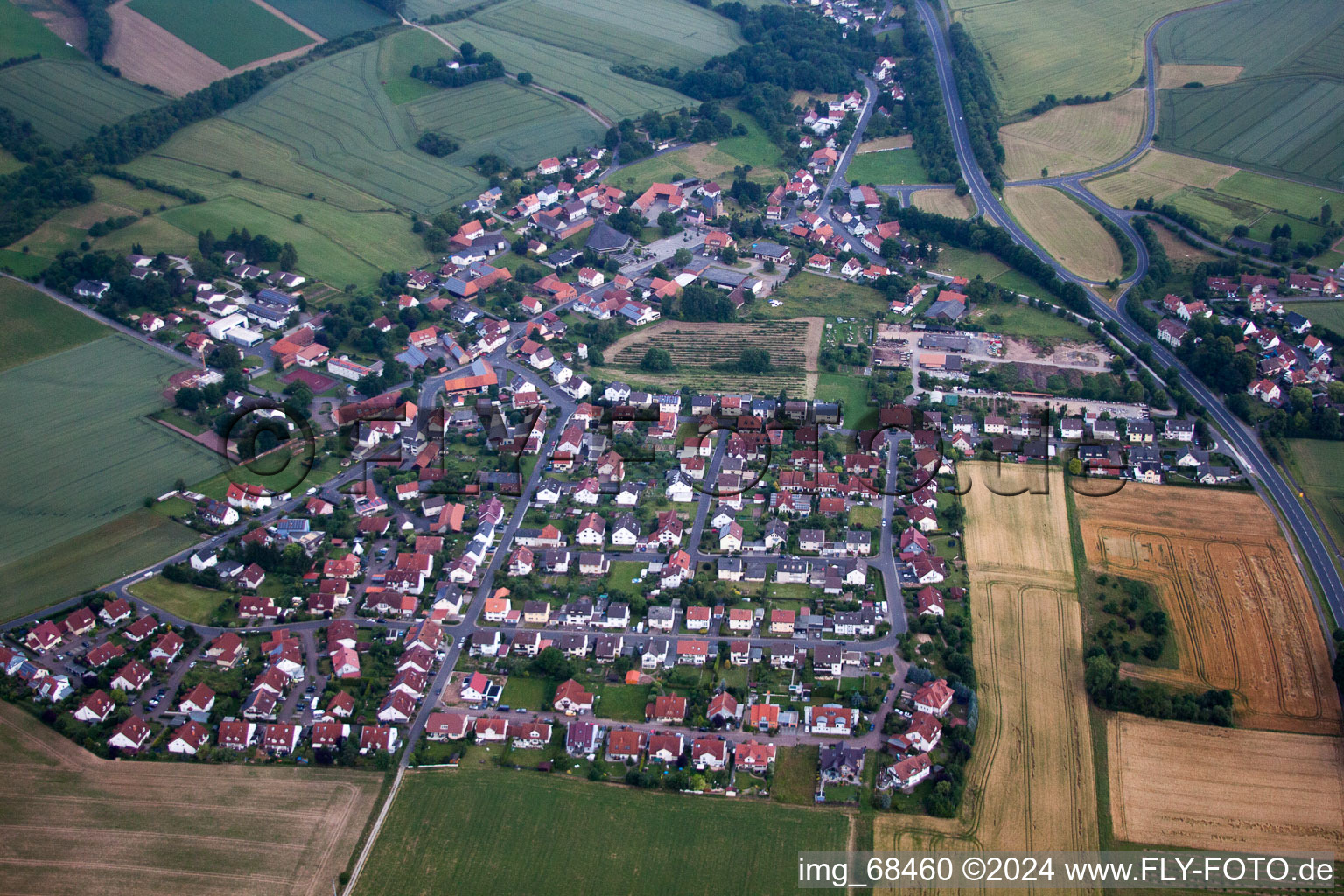 Aerial view of Maberzell in Fulda in the state Hesse, Germany