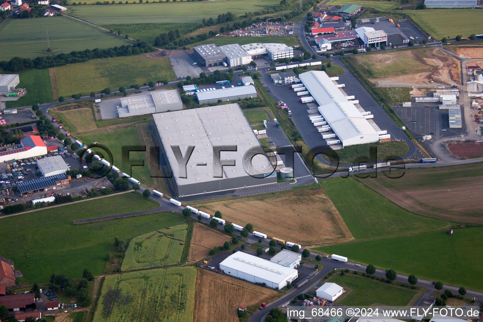 Aerial view of Besges, industrial area in Fulda in the state Hesse, Germany