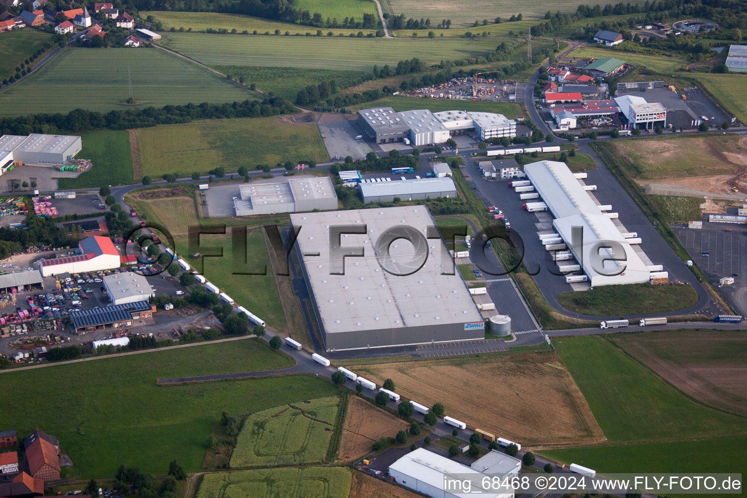 Oblique view of Besges, industrial area in Fulda in the state Hesse, Germany