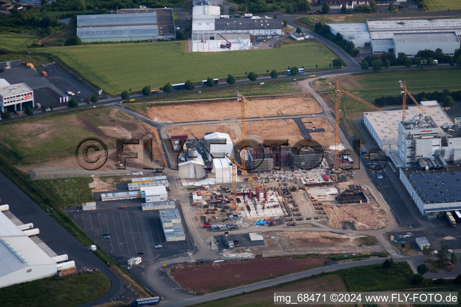 Besges, industrial area in Fulda in the state Hesse, Germany from above